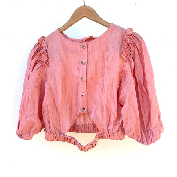 Current Air Crop Top Puff Sleeve Skirt Set Co-Ord Outfit Pink Cottagecore Small - Picture 5 of 11